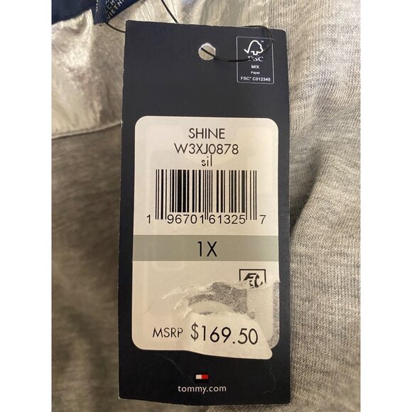 Tommy Hilfiger Women's Silver Zipper Hooded Metallic Windbreaker Plus Size 1X NW - Picture 5 of 5
